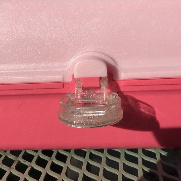 Vtg ULTA Beauty Pink Glitter Jewelry Craft Case Makeup Cosmetic Organizer Mirror - Picture 13 of 16